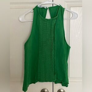 Green Pleated Tank